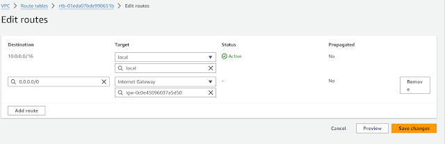 Adding a 0.0.0.0/0 route pointing at the internet gateway in the public route table.